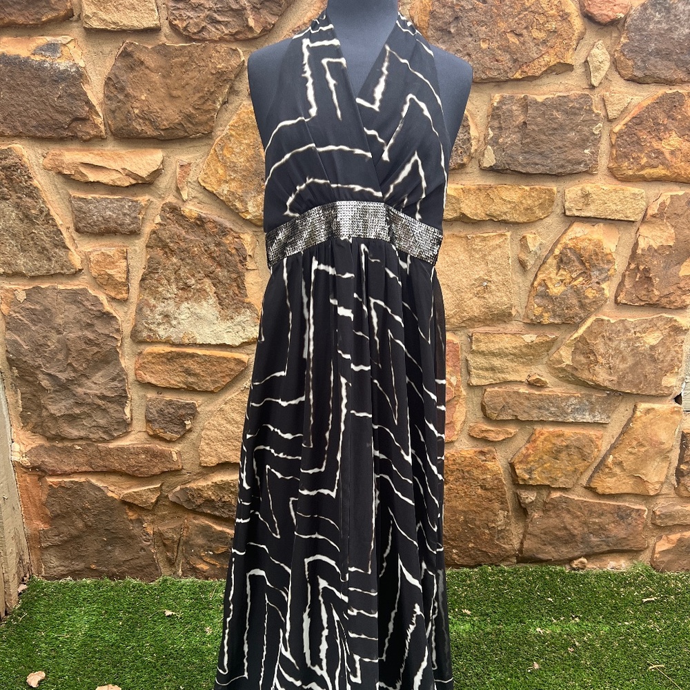 Express Animal Print Sequin Maxi Dress - Size XS